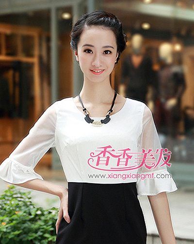 职场短发盘发 中式简单短发适合职场盘发(3)