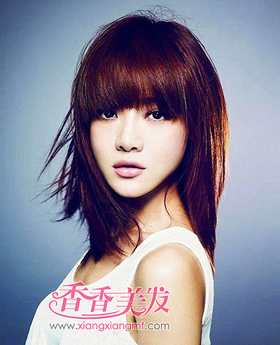 直发染发颜色图片 边分直发染发图