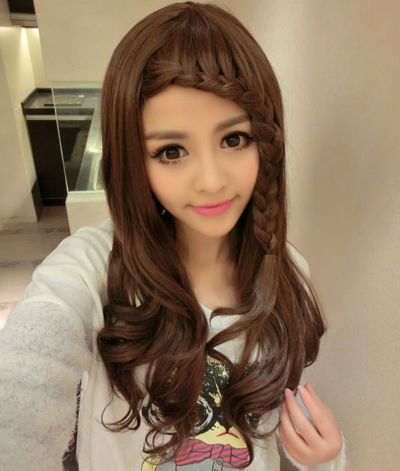 韩国刘海辫子发型扎法 大脸辫子发型