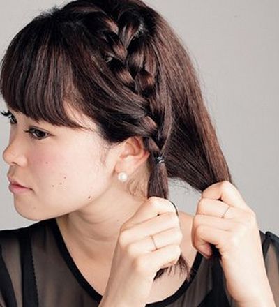 短发侧蜈蚣辫的编法图解 短发编小蜈蚣辫