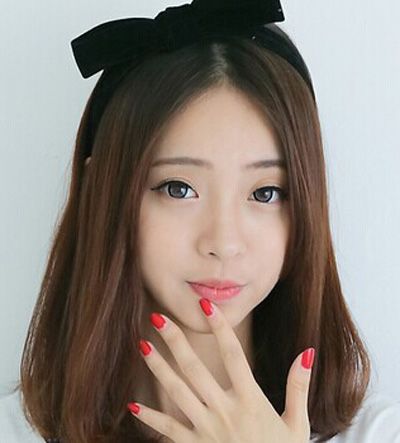 中长发尾内扣梨花烫 学生内扣梨花烫长发