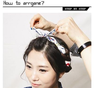 铁丝发带的戴法图解无刘海 无刘海发带戴法(3