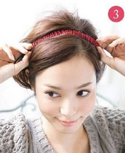 无刘海发带的戴法图解 无刘海发带发型的戴法