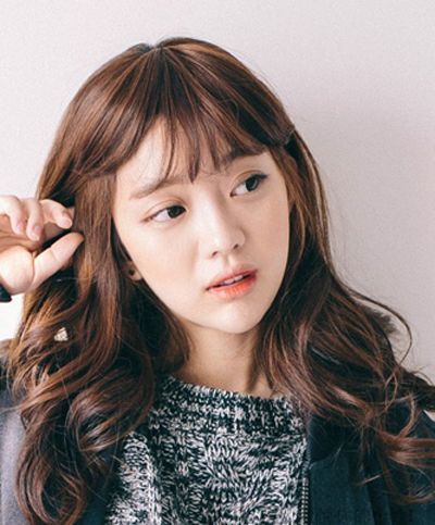 韩式斜刘海怎么烫 韩国空气烫刘海长发(4)