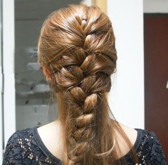 中分直发编辫子发型扎法步骤 中分长直发发型