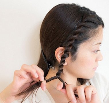 漂亮的头发怎么扎直刘海 韩式直发编刘海发型