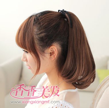 齐下巴短发内扣 内扣短发马尾(4)