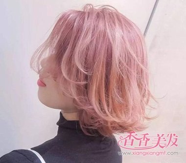 短发发型加上粉色颜色 图片 好看的短发发型女