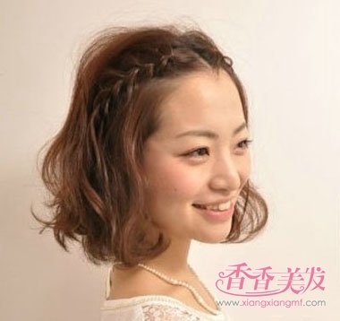 发型女生扎法完全遮住短发造型好看耳朵a发型斜刘海婚纱图片