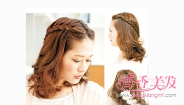 中分卷发学编头发 无刘海卷发怎么编头发(4)