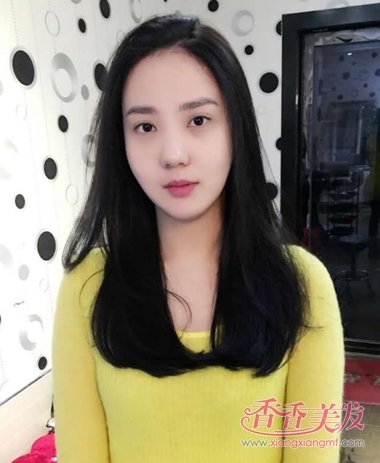 中长发直发齐发尾发型图片 简单好学的发型中长发