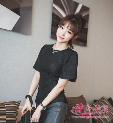 头发稀扎什么马尾 头发少怎样扎马尾图解(3)