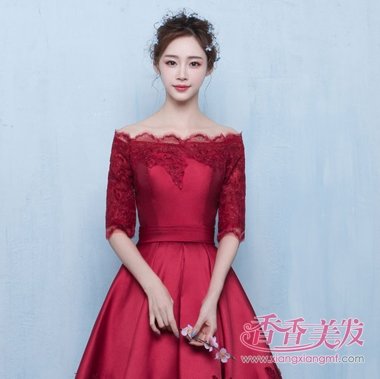 中式红色礼服的发型 红色晚礼服发型搭配(4)_香