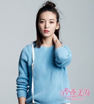 女生无刘海扎齐肩短发发型