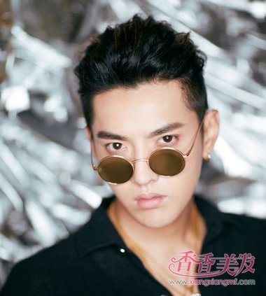 男生戴眼镜后梳短发发型