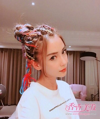 angelababy彩色小脏辫变身嘻哈girl 女生嘻哈风长发编发发型(2)