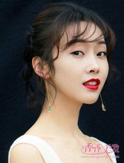 女生空气 刘海个性马尾辫发型