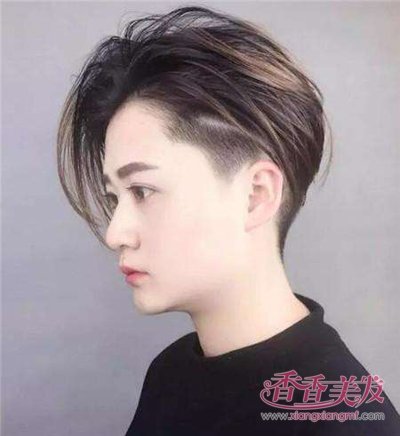 偏分超短发剃线发型
