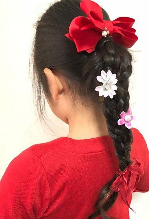 小女孩扎 高马尾编辫子造型图片