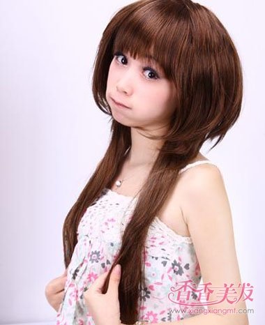 ��Բ�̷���Ů����ô��ͷ�� Բ��ǰ��̷����泤��ͼƬ