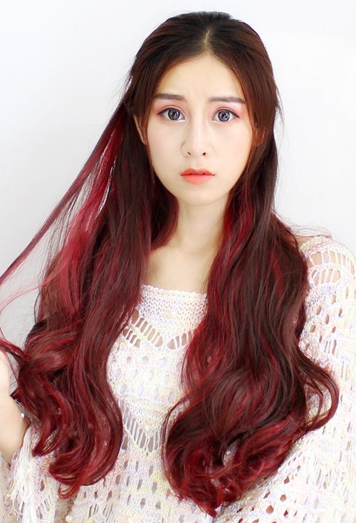 Ů����������Ⱦ�ƺ췢ɫ �Ը����к�ɫͷ��ȫ��