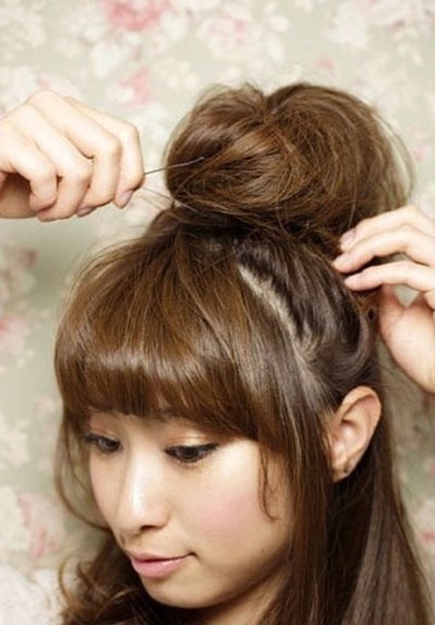 好看的韩式包包头半扎发 简单易学的包包头半扎发图解